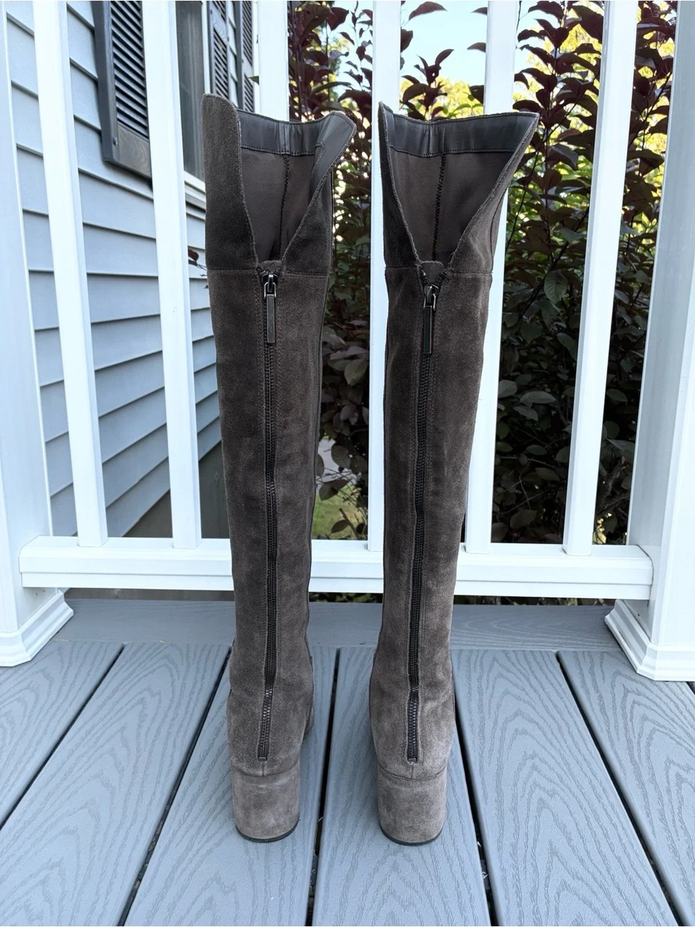 DOLCE VITA Over the Knee High Almond Toe Boots Mushroom Gray Suede Size 7.5